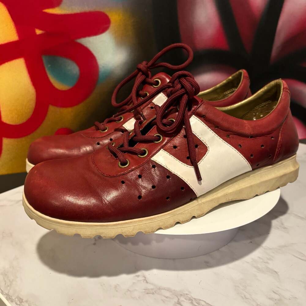 Nine West Cloud 9 Red Leather Perforated Sneakers Size 9M